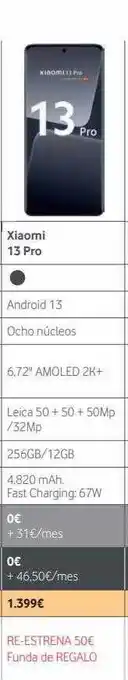 Vodafone Xiaomi 13 pro oferta