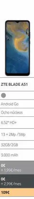 Vodafone Zte blade a51 oferta