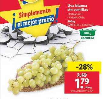 Lidl Uva blanca sin semillas oferta