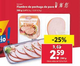 Lidl Serrano fiambre de pechuga de pavo oferta