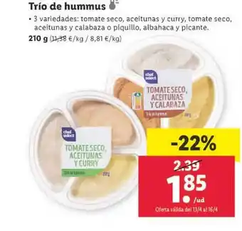 Lidl Trio de hummus oferta