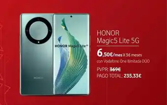 Vodafone Honor magic5 lite 5g oferta