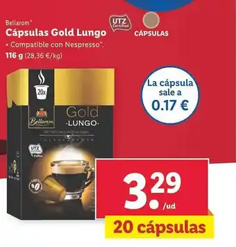 Lidl Bellarom cápsulas gold lungo oferta