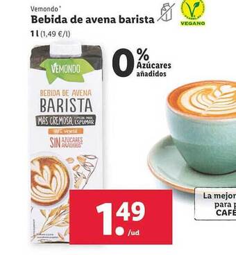 Lidl Vemondo bebida de avena barista oferta