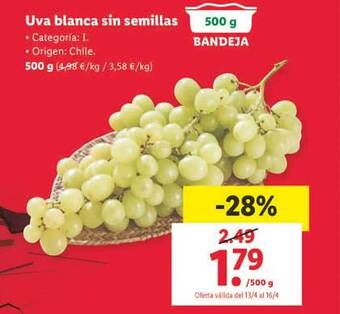 Lidl Uva blanca sin semillas oferta