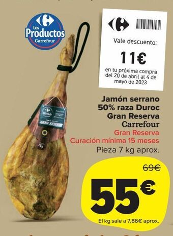 Carrefour Market Jamón serrano 50% raza duroc gran reserva carrefour oferta