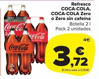 Carrefour Market Refresco coca-cola, coca-cola zero o zero sin cafeína oferta