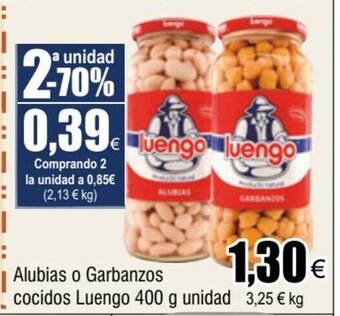 FROIZ Alubias o Garbanzos Cocidos Luengo 400 g unidad oferta