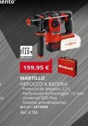 Coferdroza 159,95 € martillo herocco a bateria -potencia de impacto: 221 perforación en hormigón: 12 mm -universal sds-plus -sistema oferta