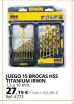 Coferdroza Irwin orfe juego 15 brocas hss titanium irwin 1,5 a 10 mm. 27.19 € iva 32,90 € ref. 4.773 oferta