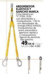 Coferdroza Absorbedor elástico y gancho marca cinta elástica en y steel flex con absorbedor y mosquetones 1.50 m con absorbedor de ener oferta