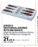 Coferdroza Juego 6 destornilladores b219.006 bahco juego de destornilladores (recta, plana, phillips) con mango de goma. 21,45 €+iva-2 oferta