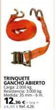 Coferdroza 12,36€+va 14,95 € ref. 4.26 trinquete gancho abierto carga: 2.000 kg resistencia: 3.000 kg medida: 35 mm-6m oferta