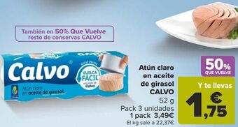 Carrefour Atún claro en aceite de girasol calvo oferta