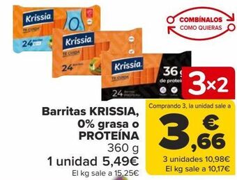 Carrefour Barritas krissia 0& grasa o proteina oferta