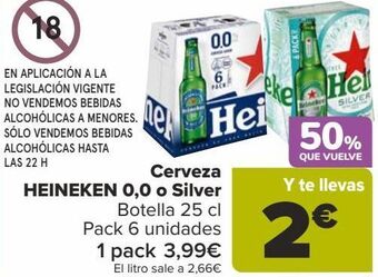 Carrefour Cerveza heineken 0,0 o silver oferta