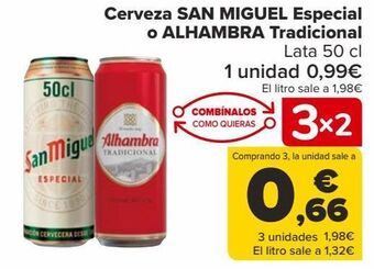Carrefour Cerveza san miguel especial o alhambra tradicional oferta