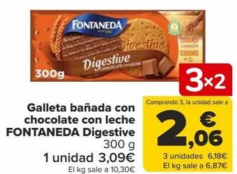 Carrefour Galleta bañada con chocolate con leche fontaneda digestive oferta