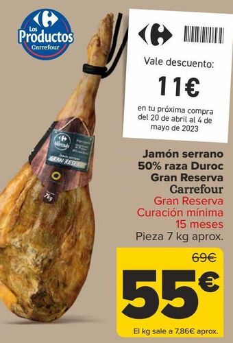 Carrefour Jamón serrano 50% raza duroc gran reserva carrefour oferta