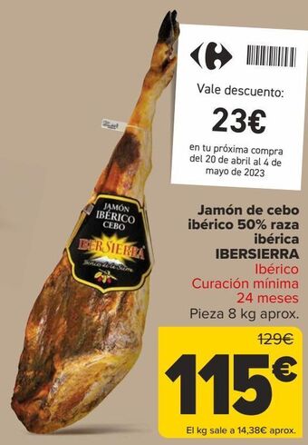 Carrefour Jamón de cebo ibérico 50% raza ibérica ibersierra oferta