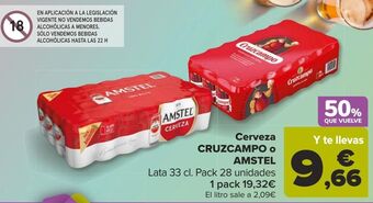 Carrefour Cerveza cruzcampo o amstel oferta