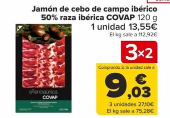 Carrefour Jamón de cebo de campo ibérico 50% raza ibérica covap oferta