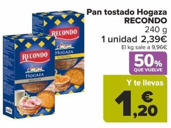 Carrefour Pan tostado hogaza recondo oferta