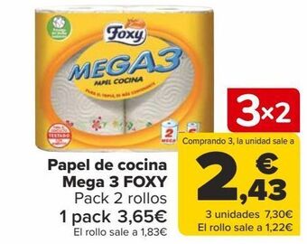 Carrefour Papel de cocina mega 3 foxy oferta
