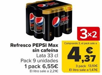 Carrefour Refresco pepsi max sin cafeína oferta