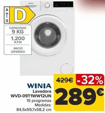 Carrefour Winia lavadora wvd-09t1ww12un oferta