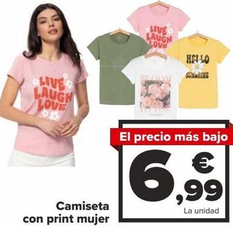 Carrefour Camiseta con print mujer oferta
