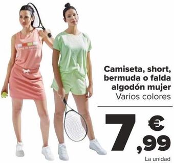 Carrefour Camiseta, short, bermuda o falda algodón mujer oferta