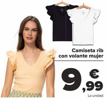 Carrefour Camiseta rib con volante mujer oferta