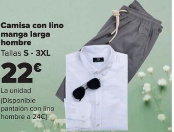 Carrefour Camisa con lino manga larga hombre oferta