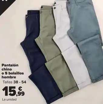 Carrefour Pantalón chino o 5 bolsillos hombre oferta