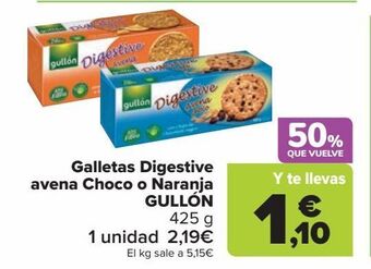 Carrefour Market Galletas digestive avena choco o naranja gullón oferta