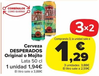Carrefour Market Cerveza desperados original o mojito oferta