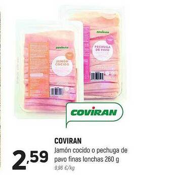 Coviran Coviran jamón cocido o pechuga de pavo finas lonchas oferta