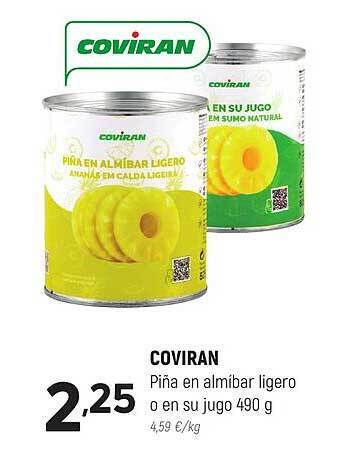 Coviran Coviran piña en almibar ligero o en su jugo oferta