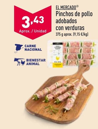 ALDI El Mercado Pinchos De Pollo Adobados Con Verduras oferta