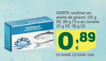 HiperDino Sardinas en aceite de girasol p.e. o en tomate dorita oferta