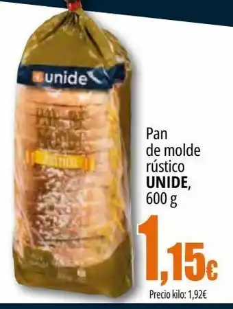 Unide Supermercados Pan de molde rústico unide 600g oferta