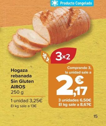 Carrefour Hogaza rebanada sin gluten airos oferta