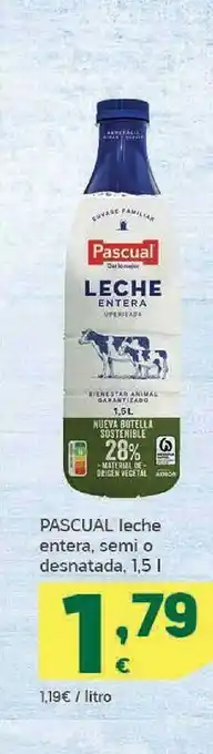 HiperDino Pascual leche entera, semi o desnatada oferta