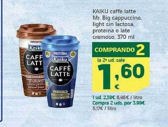 HiperDino Kaiku caffè latte mr. big cappuccino, light sin lactosa, proteína o late cremoso oferta
