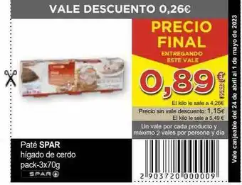 SPAR Paté spar higado de cerdo pack-3 oferta