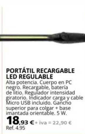 Coferdroza Portátil recargable led regulable oferta