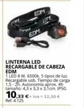 Coferdroza Linterna led recargable de cabeza edm oferta