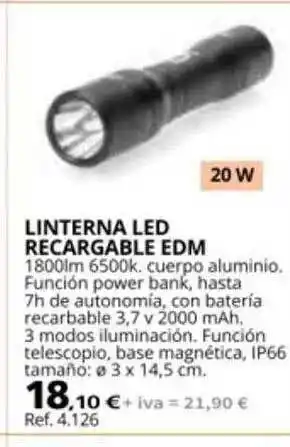 Coferdroza Linterna led recargable edm oferta