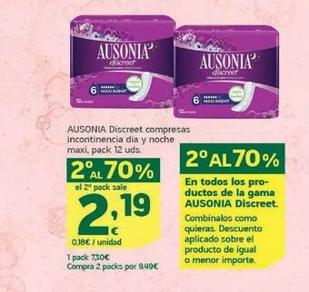 HiperDino Ausonia discreet compresas incontinencia dia y noche maxi oferta